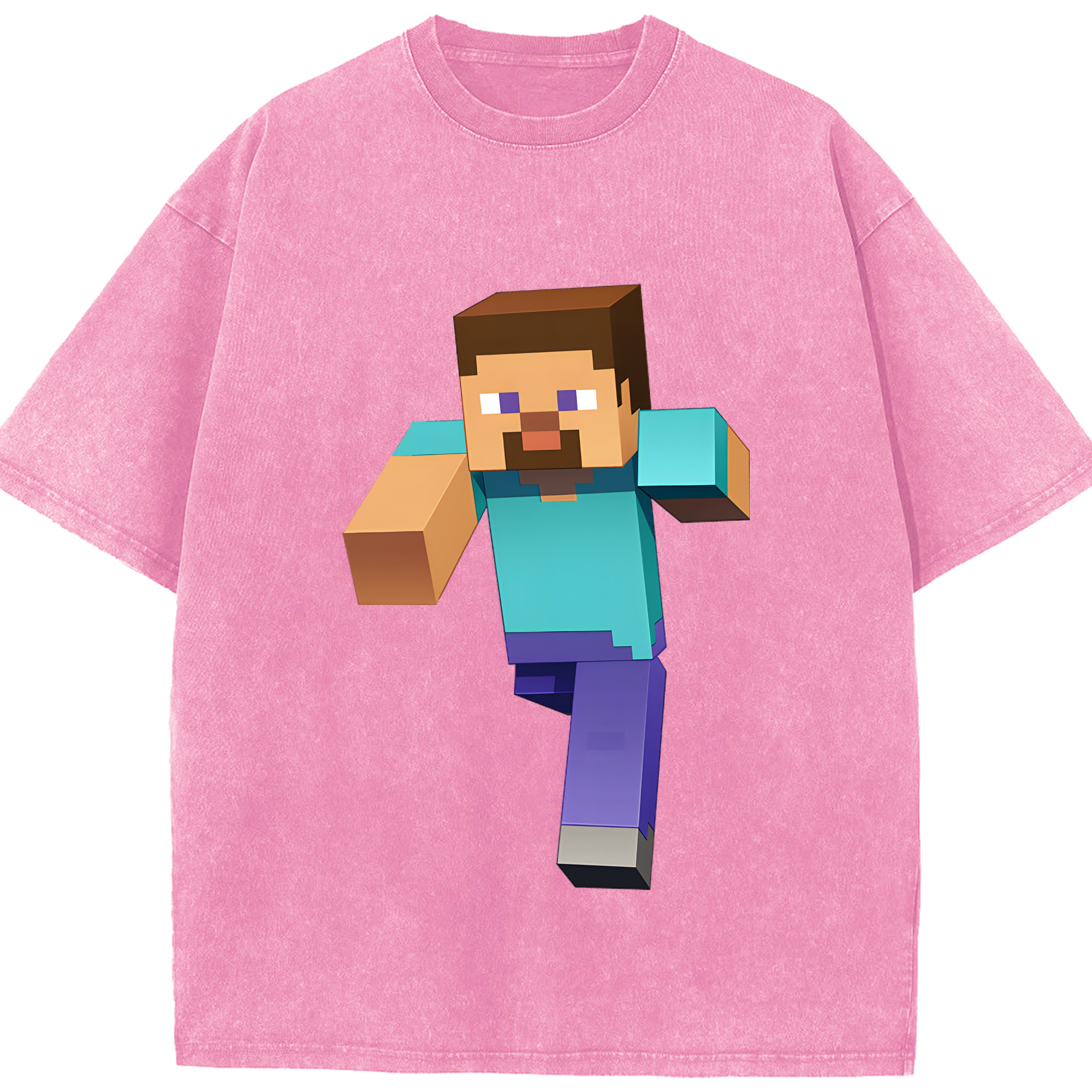 （画像用） マインクラフト ブロックの世界 Minecraft MC Block world 綿100% ヴィンテージ風 半袖Tシャツ（フロントプリント）